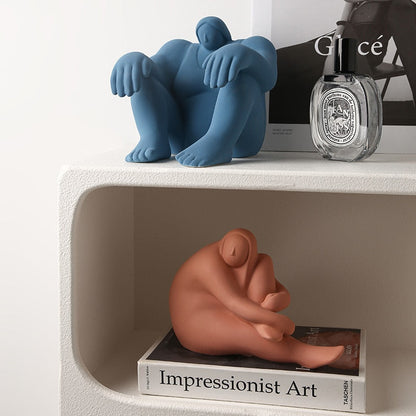 Ceramic Abstract Figurines with Large Hand