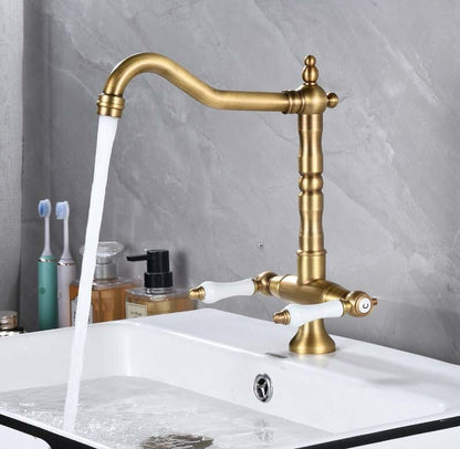 Miravique-Handle Rustic Brass Faucet