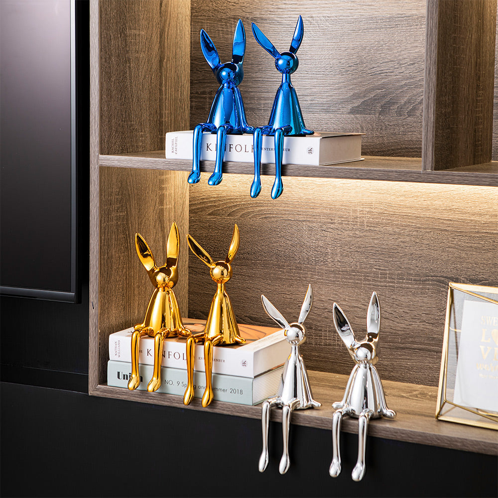 Abstract Bookshelf Rabbit Decor