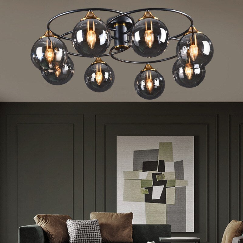 ValentinaLuxe - Vintage round smoked glass chandelier