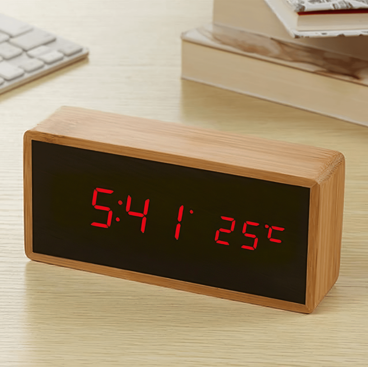 Bamboo LED Alarm Clock