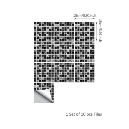 Black and White Mosaic Self Adhesive 3D DIY Tiles