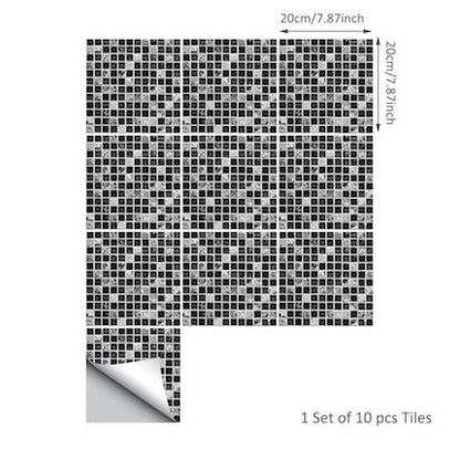 Black and White Mosaic Self Adhesive 3D DIY Tiles