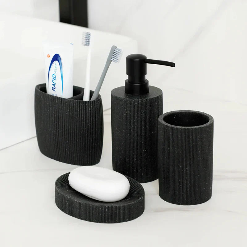 Black Lava Stone Bathroom Accessories Set