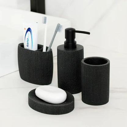 Black Lava Stone Bathroom Accessories Set