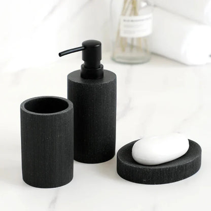 Black Lava Stone Bathroom Accessories Set