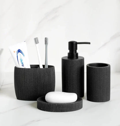 Black Lava Stone Bathroom Accessories Set