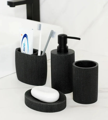 Black Lava Stone Bathroom Accessories Set