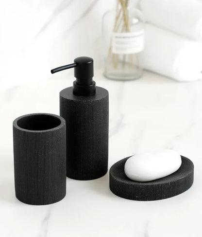 Black Lava Stone Bathroom Accessories Set