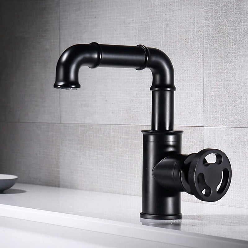 Miravique Brass Rotary Handle Bathroom Faucet