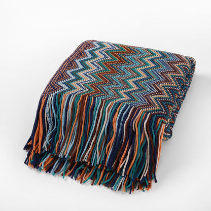 Bohemian Knitted Striped Blanket