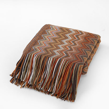 Bohemian Knitted Striped Blanket