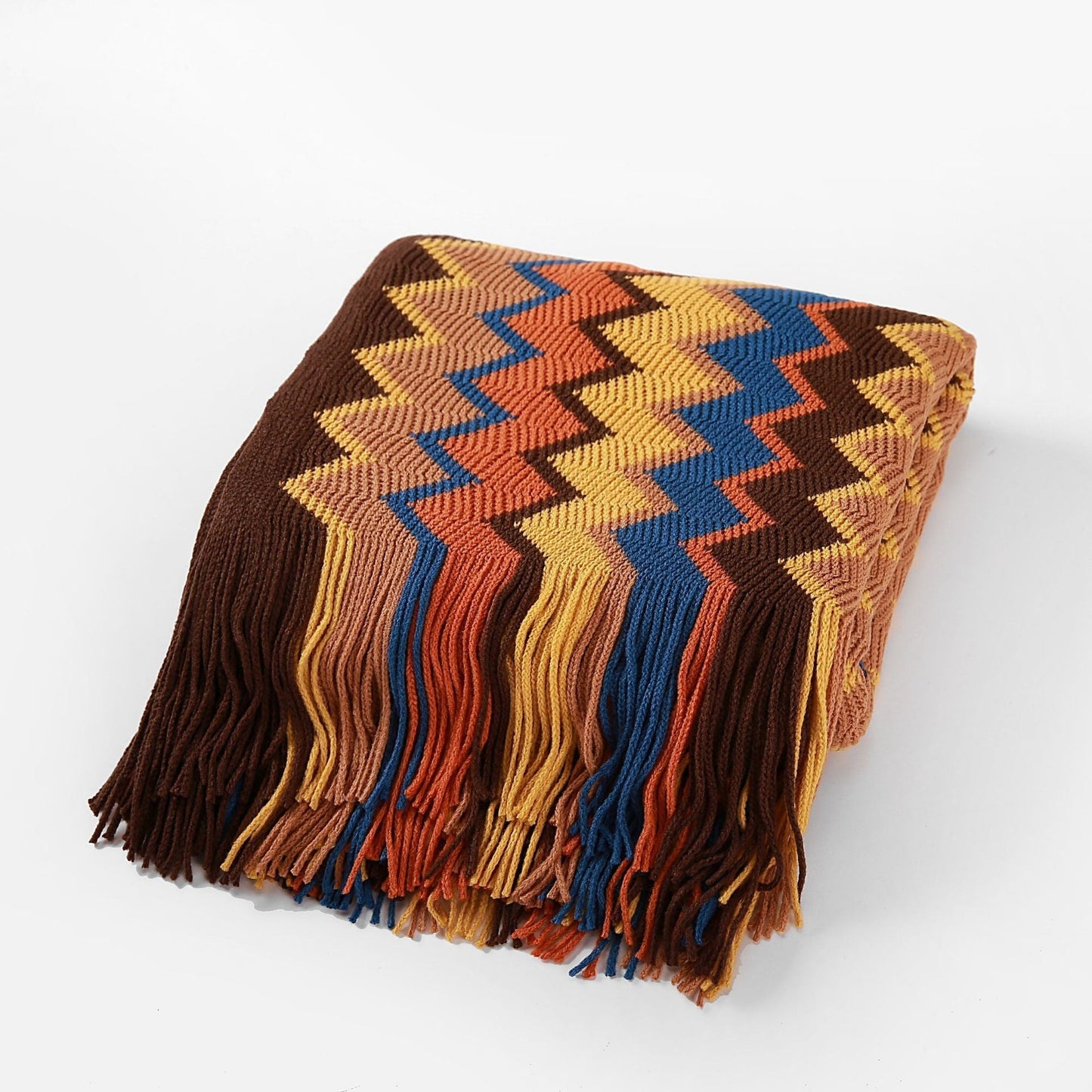 Bohemian Knitted Striped Blanket