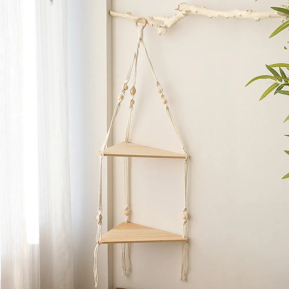 Boho Style Macrame Wall Hanging Shelf