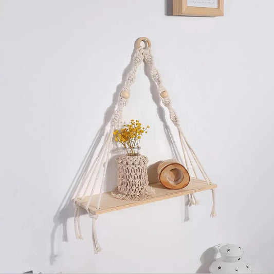 Boho Style Macrame Wall Hanging Shelf