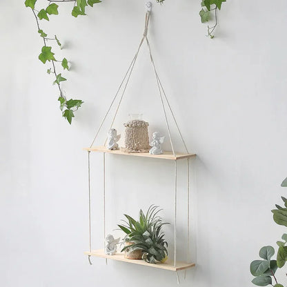 Boho Style Macrame Wall Hanging Shelf