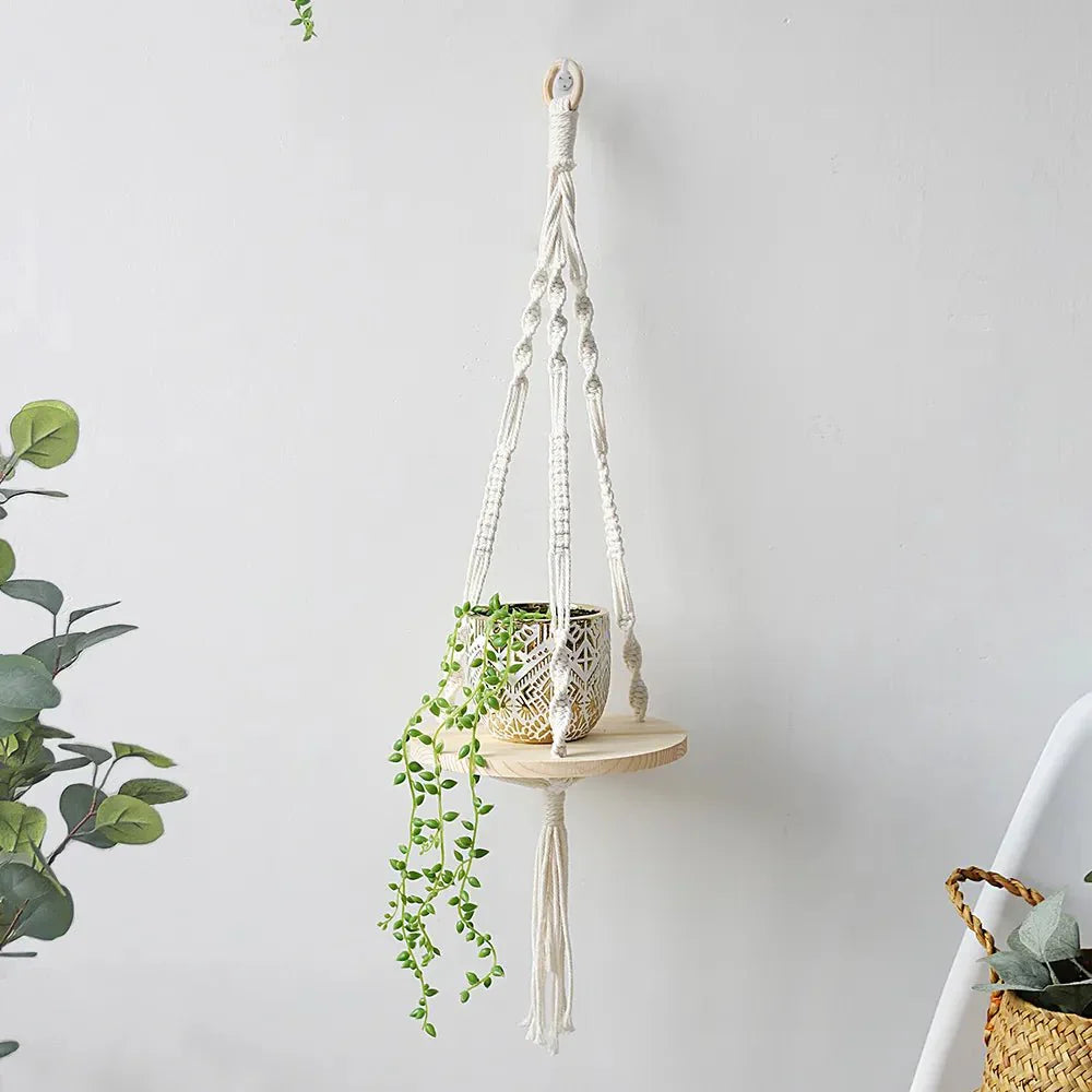 Boho Style Macrame Wall Hanging Shelf