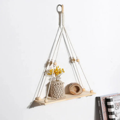 Boho Style Macrame Wall Hanging Shelf