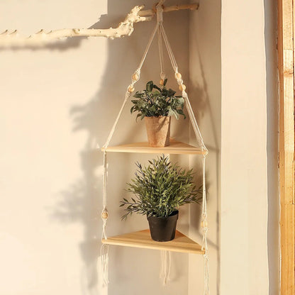 Boho Style Macrame Wall Hanging Shelf