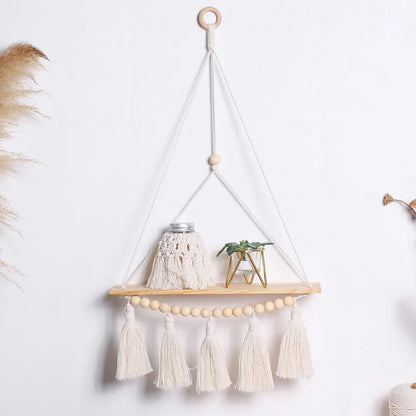 Boho Style Macrame Wall Hanging Shelf