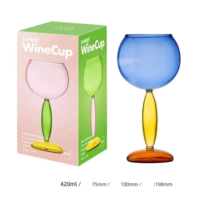 Borosilicate Glass Coloured Wine Goblet & Decanter