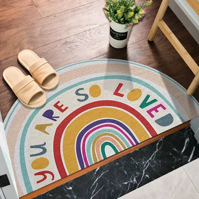 Brightly Coloured Printed Rainbow and Watermelon Doormat