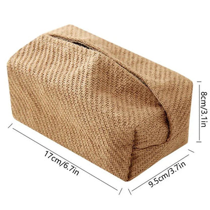 Brown Cotton Linen Tissue Box Holder