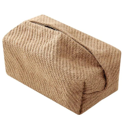 Brown Cotton Linen Tissue Box Holder