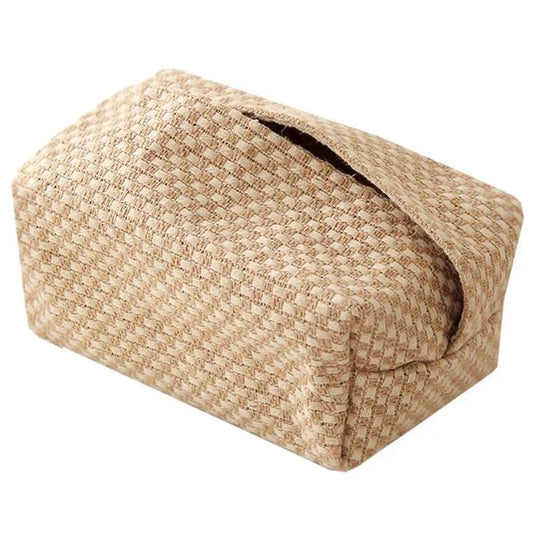 Brown Cotton Linen Tissue Box Holder