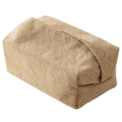 Brown Cotton Linen Tissue Box Holder