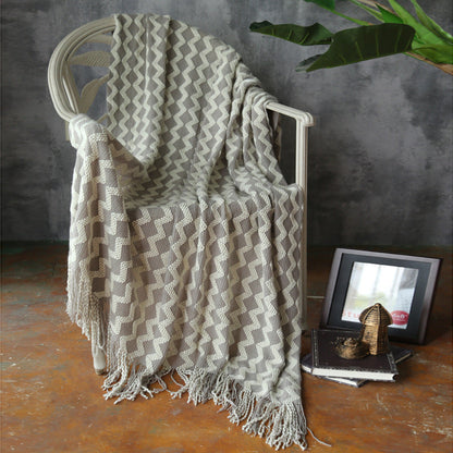 Zig Zag Fringe Chenille Blanket