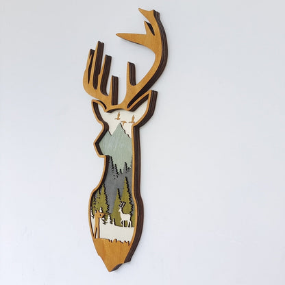 Wooden Deer and Elk Wall Decor