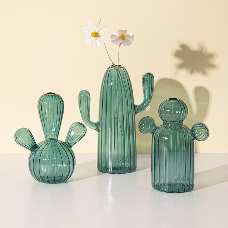 Cactus + Mushroom Shaped Glass Vases