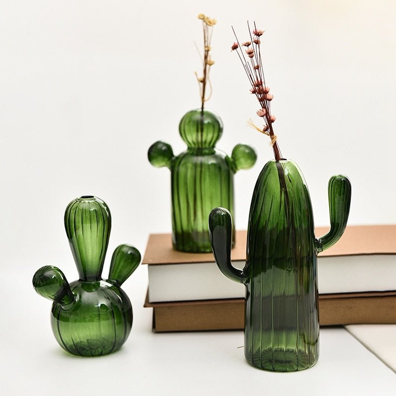 Cactus + Mushroom Shaped Glass Vases