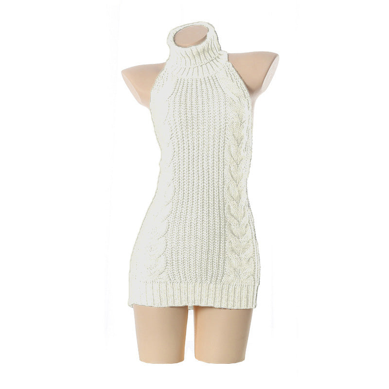 Backless Off-Shoulder Virgin Killer Sweater