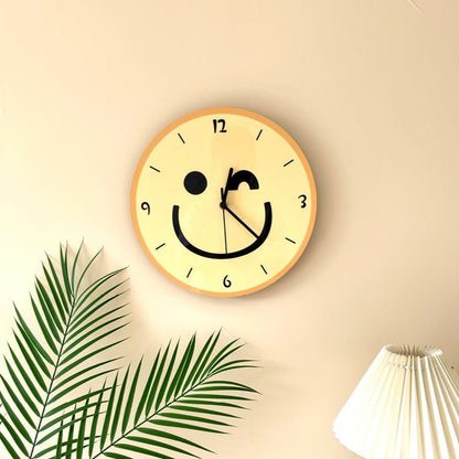 Cartoon Yellow Smiley Face Wall Mounted Clock