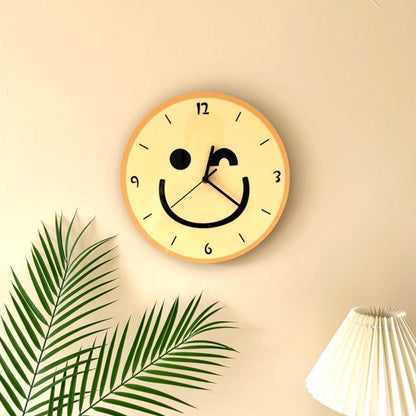 Cartoon Yellow Smiley Face Wall Mounted Clock