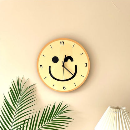 Cartoon Yellow Smiley Face Wall Mounted Clock