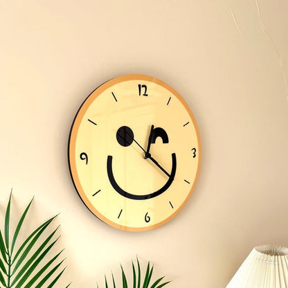 Cartoon Yellow Smiley Face Wall Mounted Clock