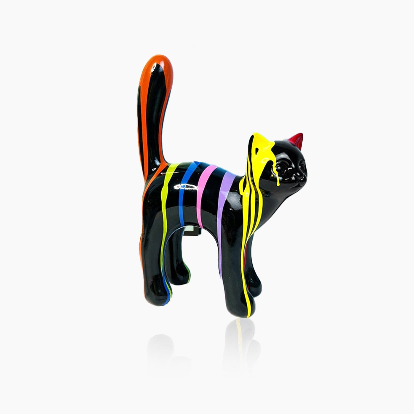 Splash Painted Walking Cat Art  Sculpture