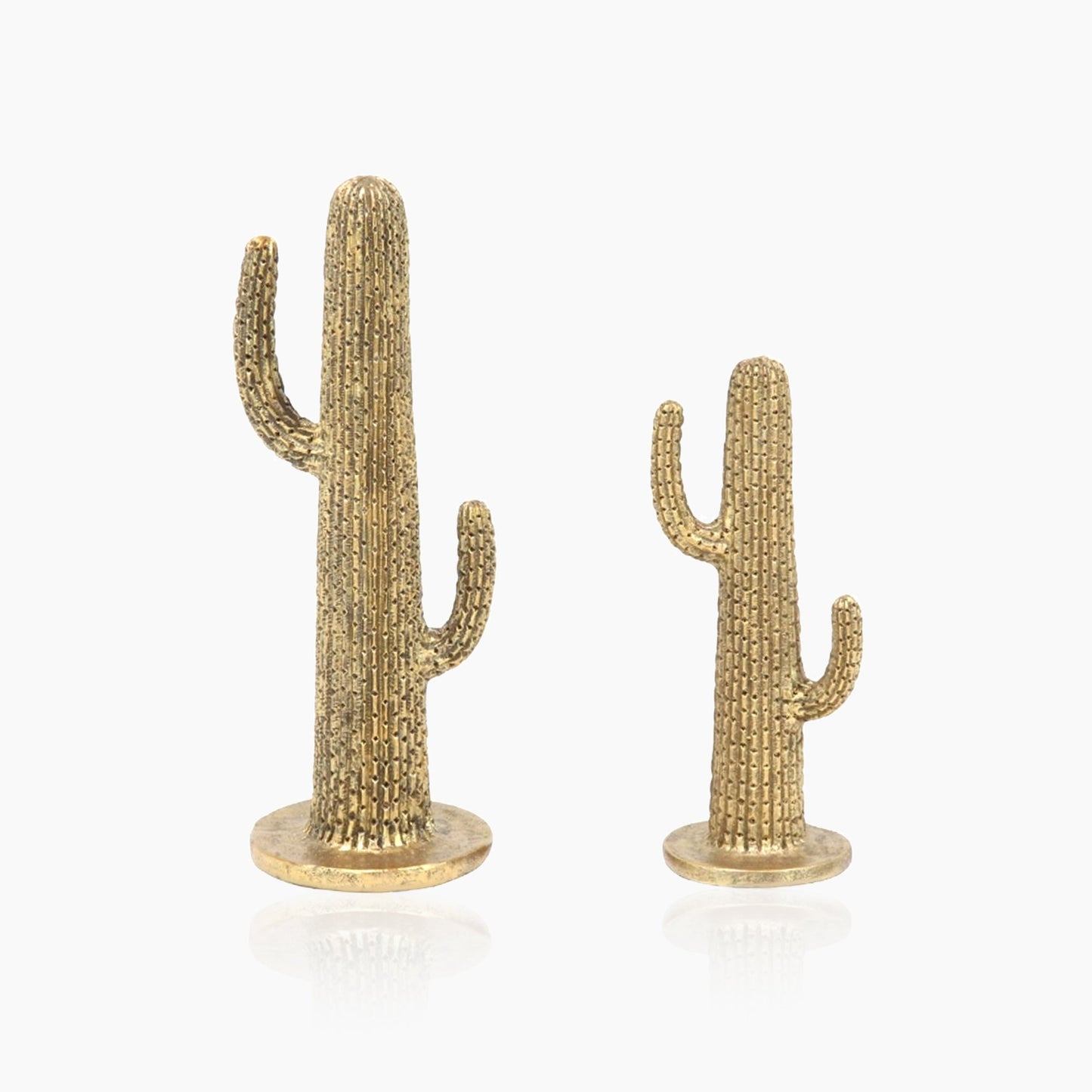 Gold Polystone Cactus Sculpture Set