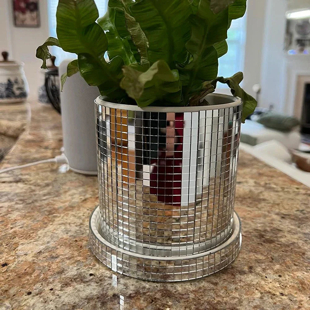 Ceramic Disco Mirror Ball Planter Pot