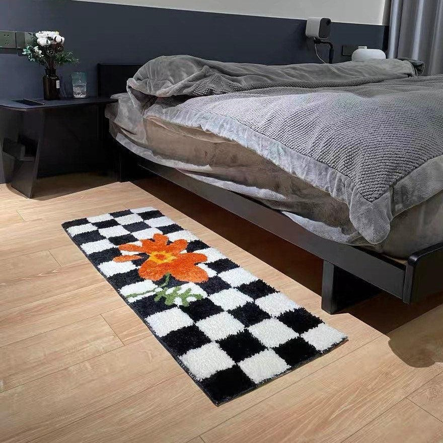 Checkered Orange Flower Mat