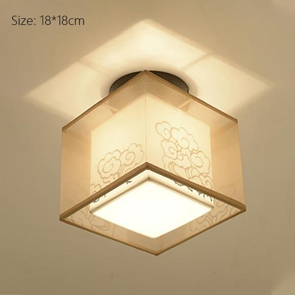 Classic Japanese LED Warm Ceiling Lamp - Iron with Cloth Shade, Surface-Mounted, E27 Bulb