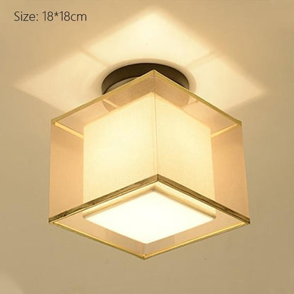 Classic Japanese LED Warm Ceiling Lamp - Iron with Cloth Shade, Surface-Mounted, E27 Bulb