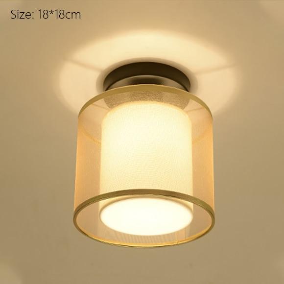 Classic Japanese LED Warm Ceiling Lamp - Iron with Cloth Shade, Surface-Mounted, E27 Bulb