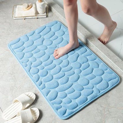 Stone-Inspired Cobblestone Bathroom Mat - Antimicrobial, Anti-Slip, and Water-Resistant