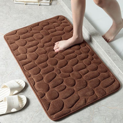 Stone-Inspired Cobblestone Bathroom Mat - Antimicrobial, Anti-Slip, and Water-Resistant