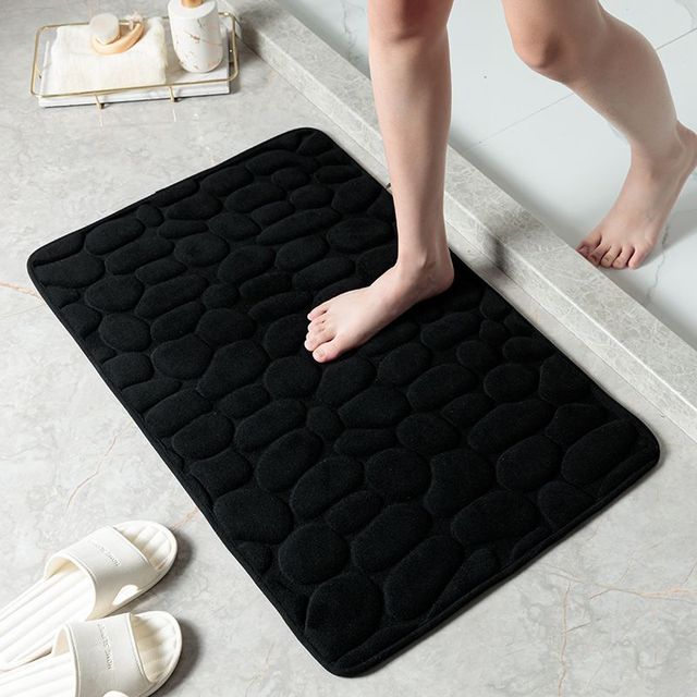 Stone-Inspired Cobblestone Bathroom Mat - Antimicrobial, Anti-Slip, and Water-Resistant