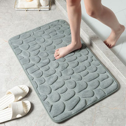 Stone-Inspired Cobblestone Bathroom Mat - Antimicrobial, Anti-Slip, and Water-Resistant